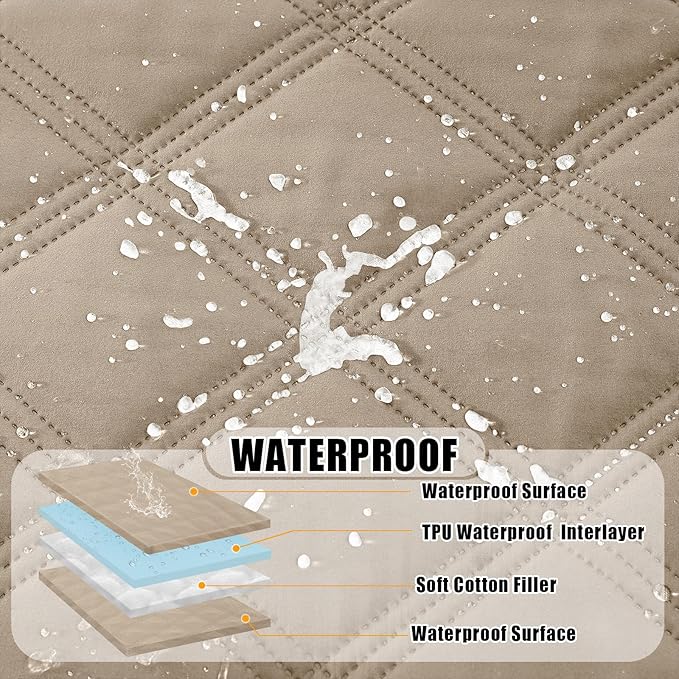 Smiry Waterproof Dog Bed Cover Blanket 68x82, Soft Reversible Pet Blanket, Washable Leakproof Cats Dogs Couch Cover for Sofa, Couch, Furniture, Lattice, Taupe/Taupe