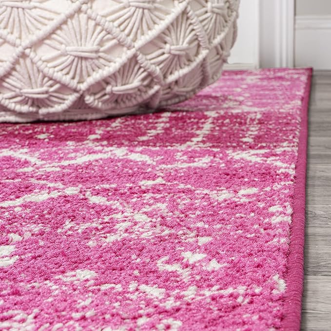 JONATHAN Y Boho Vintage Diamond Fuchsia/Ivory Indoor Area Rug 4X6 ft, Moroccan Hype for Living Room, Bedroom, Kitchen, Office, Easy-Cleaning, High Traffic, Pet-Friendly, Non-Shedding (MOH101G-4)