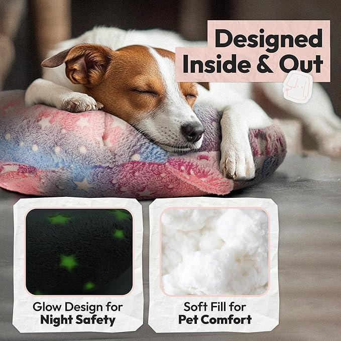 Dog Calming Pillow, Glow in The Dark Dog Put Head on, Soft Question Mark Pillows for Dogs, Kids, Adults, Washable Dog Bed Pillow, Cozy Dog Body Pillow Gifts (M Glow Pink)