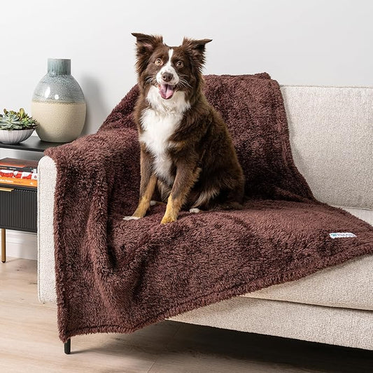 PetAmi Dog & Cat Blanket - Fluffy Soft, Sherpa Fleece, Calming Pet Blanket Throw for Bed, Sofa, Couch - Brown, Large 40x60
