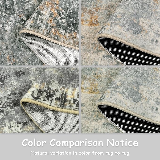 Lahome Modern Abstract Runner Rug - 2x8 Grey Hallway Long Bathroom Rugs with Rubber Backing, Kitchen Carpet Non Skid Indoor Floor Runners for Entryway Laundry Living Bedroom 2' x 8'