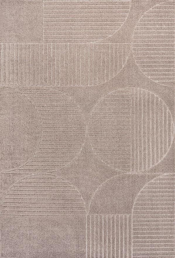 JONATHAN Y Nordby High-Low Arch Striped Indoor/Outdoor Area Rug, 3x5, Taupe/Beige, for Patio, Backyard, Living Room, Bedroom, Office, Hose-Washable (SCN104D-3)