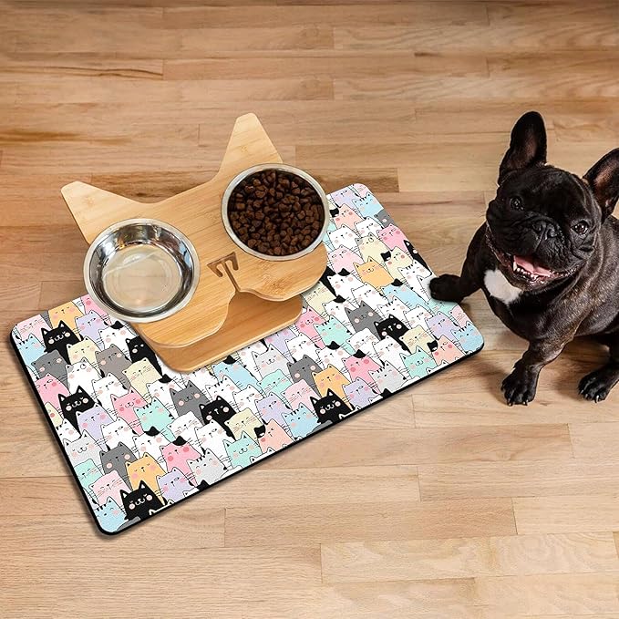 Pet Feeding Mat for Floors Waterproof Dog Mat for Food and Water Absorbent Quick Dry Non Slip mat for Cat Bowls