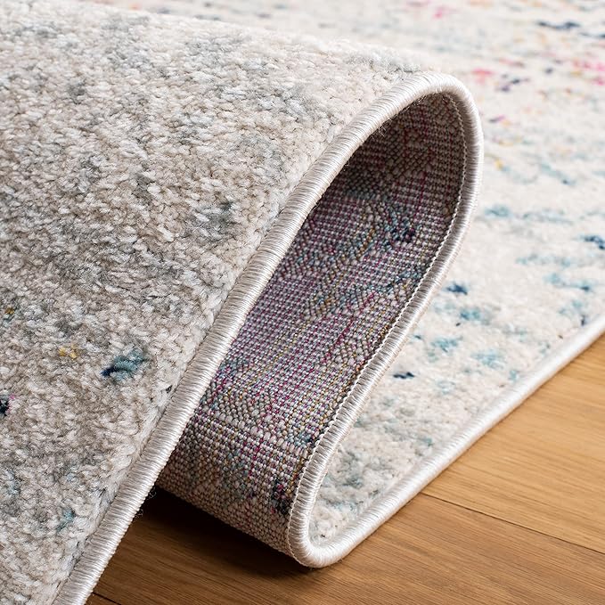 SAFAVIEH Tulum Collection Runner Rug - 2' x 17', Ivory & Blue, Moroccan Boho Tribal Design, Non-Shedding & Easy to Clean, Ideal for Living Room, Hallway, Foyer, Bedroom (TUL272C)