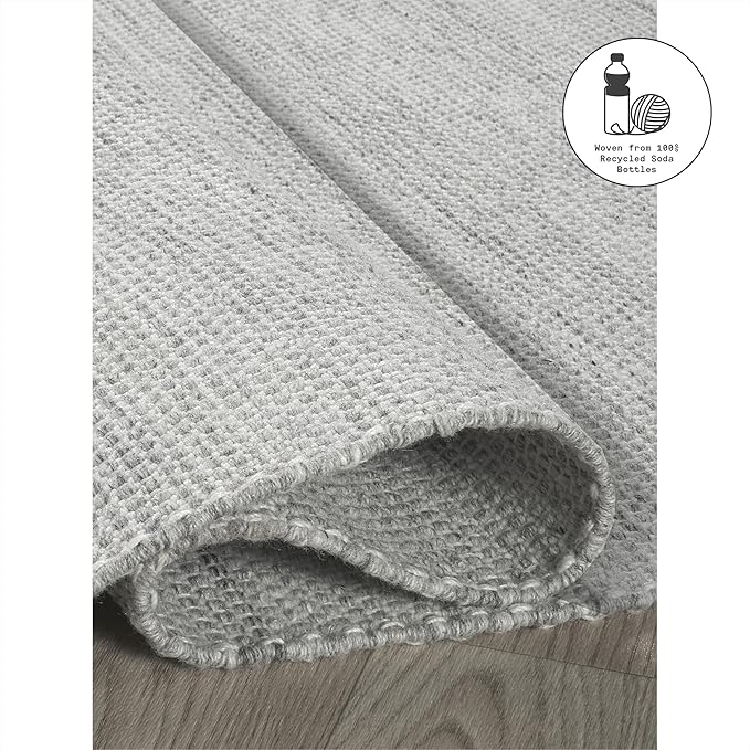 Fab Habitat Machine Washable Area Rug - Hand Woven, Stain Resistant, Pet Friendly - Premium Recycled Polyester Yarn - Solid - Kitchen, Bathroom, Laundry Room - Kingscote - Gray - 3 x 5 ft