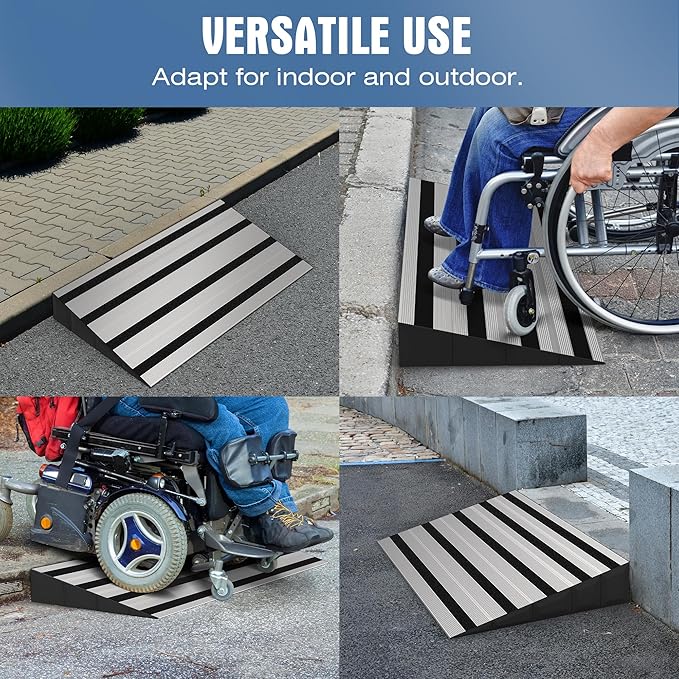 6" Rise Modular Threshold Ramp for Doorways, Stable Wheelchair Ramp for Home Steps, Aluminum Door Ramp and Curb Ramp for Scooters, Power Chairs, Cars, 1100LBS Load Capacity