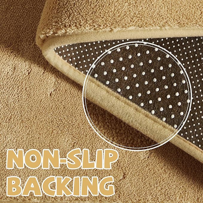 jinchan Solid Plush Runner Rug 2x5 Performance Shaggy Washable Hallway Rug Soft Modern Faux Wool Cozy Non Slip Carpet for Bedroom Laundry Room Living Room Kids Nursery Tan