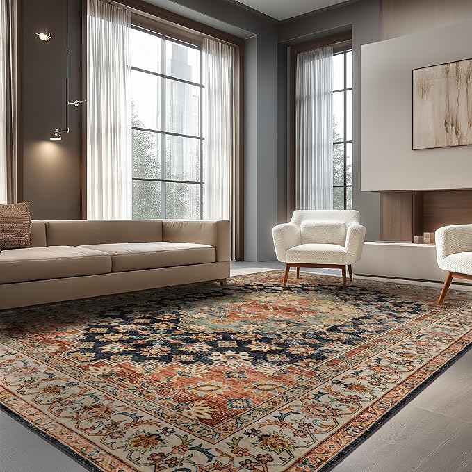 Area Rug Non Slip Machine Washable Ultra Soft Living Room/Bedroom/Kitchen/Outdoor/Classroom Maroon, 8'×10'
