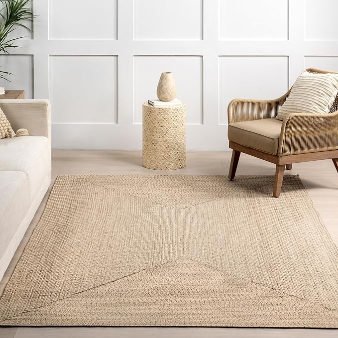 nuLOOM 2' x 14' Solid Hand Braided Indoor/Outdoor Area Rug, Pet-Friendly, High Traffic, Weather Resistant, for Patio, Balcony, Bedroom, Living, Dining Room, Wynn Tan
