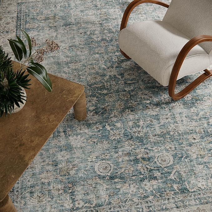 Machine Washable Living Room Rug: 5x7 Area Rugs for Bedroom Vintage Stain Resistant Non Slip Low Pile Lightweight Boho Carpet for Kitchen Dining Room Farmhouse Kids Room Nursery