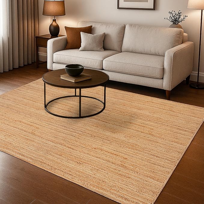 Hausattire Hand Woven Jute Braided Rug, 5'x8' ??Natural, Reversible Boho Entry Area Rugs for Kitchen, Living Room I Farmhouse Indoor Outdoor Decorative Floor Rug, 60x96 Inches