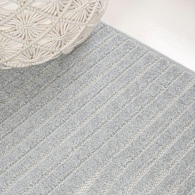 JONATHAN Y Hallie High-Low Curve Light Blue/Cream 3x5 Indoor/Outdoor Area Rug, Minimalist Geometric, Pet Friendly, for Patio, Backyard, Living Room, Bedroom, Office, Hose-Washable (SCN100E-3)