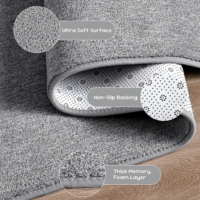 DweIke Rugs for Bedroom Living Room, 6x9 ft Grey Area Rug, Washable Memory Foam Indoor Carpet, Modern Non-Slip Ultra Soft Carpets for Kids Boys Girls Adults Nursery Dorm Home Decor