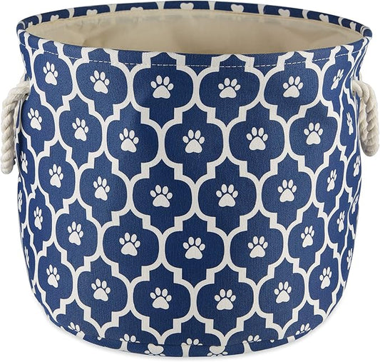 Bone Dry 6192 Pet Storage Collection Lattice Paw Print, Medium Round, Nautical Blue