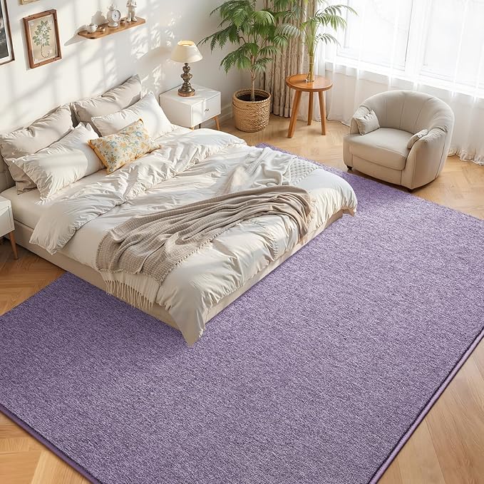 DweIke Rugs for Bedroom Living Room, 4x6 ft Purple Area Rug, Washable Memory Foam Indoor Carpet, Modern Non-Slip Ultra Soft Carpets for Kids Boys Girls Adults Nursery Dorm Home Decor