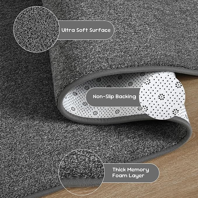 DweIke Rugs for Bedroom Living Room, 5x7 ft Black Grey Area Rug, Washable Memory Foam Indoor Carpet, Modern Non-Slip Ultra Soft Carpets for Kids Boys Girls Adults Nursery Dorm Home Decor