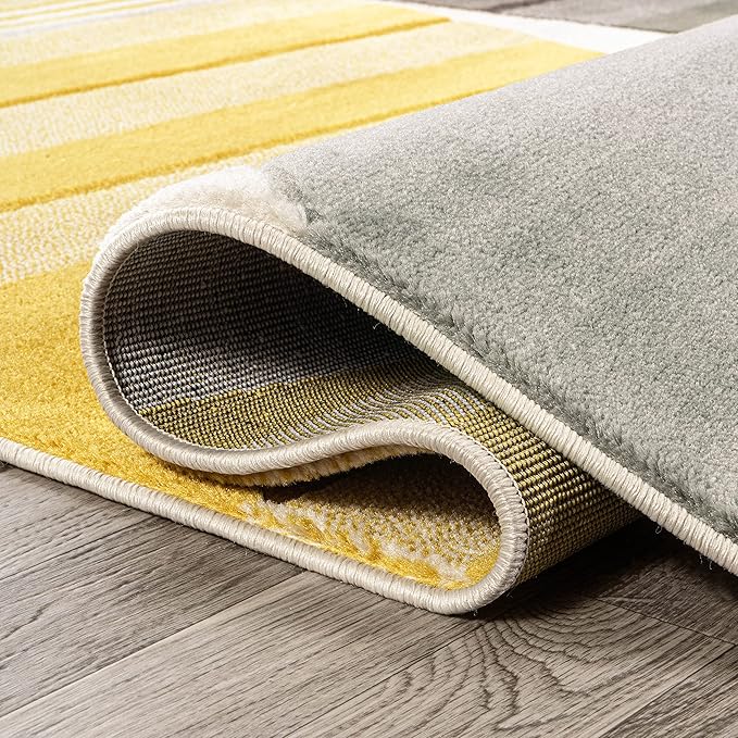 JONATHAN Y Striped Circles Gray/Yellow/Cream Indoor Area Rug 4X6 ft, Nicky Geometric for Living Room, Bedroom, Kitchen, Office, Easy-Cleaning, High Traffic, Pet-Friendly, Non-Shedding UNQ100A-4