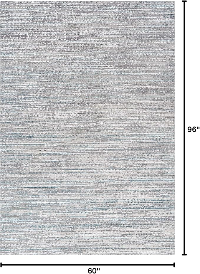 JONATHAN Y Loom Strie' Gray/Turquoise Indoor Area Rug 5X8 ft, Modern for Living Room, Bedroom, Kitchen, Office, Easy-Cleaning, High Traffic, Pet-Friendly, Non-Shedding SOR200B-5