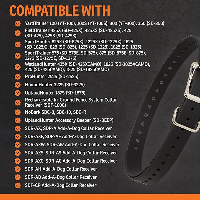 SportDOG 3/4-Inch Collar Strap - Waterproof Replacement Strap for Rugged Outdoor Use - Adjustable Collar with High Visibility - Black