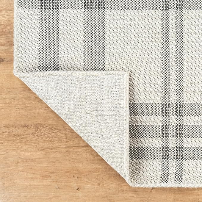 CAMILSON Easy Jute Rug 2x3, Indoor Outdoor Off-White Color Fiber Area Rugs for Entry, Living Room and Kitchen Rug, Checkred Boho Woven Design, Easy-Cleaning, Washable Outside Carpet (2 x 3)