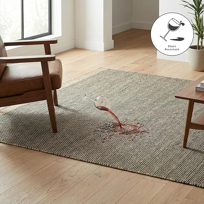 Fab Habitat Machine Washable Area Rug - Hand Woven, Stain Resistant, Pet Friendly - Premium Recycled Polyester Yarn - Solid - Kitchen, Hallway - Kingscote - Black & Beige - 2.5 x 8 ft Runner