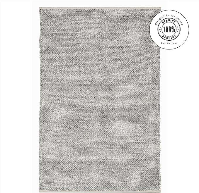 Fab Habitat Machine Washable Area Rug - Hand Woven, Stain Resistant, Pet Friendly - Premium Recycled Polyester Yarn - Solid - Bedroom, Living Room - Biltmore - Natural - 4 x 6 ft