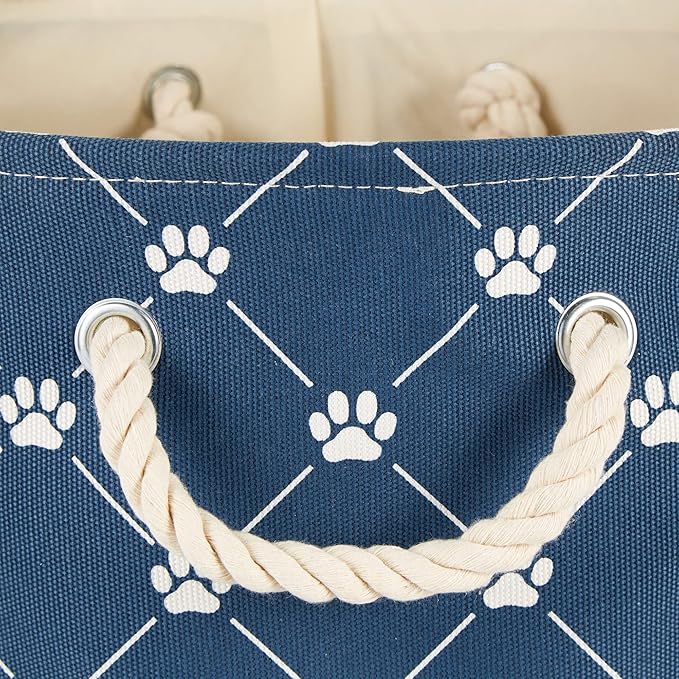 Bone Dry Pet Storage Paw and Bone, Trellis Collection, Small Rectangle, 14x8x9, Navy