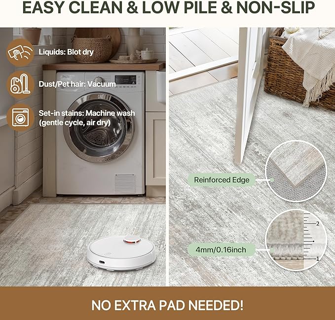 Bavni 8x10 Area Rugs, Modern Living Room Rugs, Large Machine Washable Rug Non-Slip, Soft Pet Friendly Rugs for Bedroom, Playroom, Dining Room, White/Grey