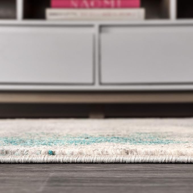 JONATHAN Y Modern Abstract Vintage Cream/Blue Indoor Area Rug, 2x3, Contemporary POP, Transitional, Easy-Cleaning for Living Room, Bedroom, Kitchen, Pet Friendly, Non-Shedding (CTP104A-23)