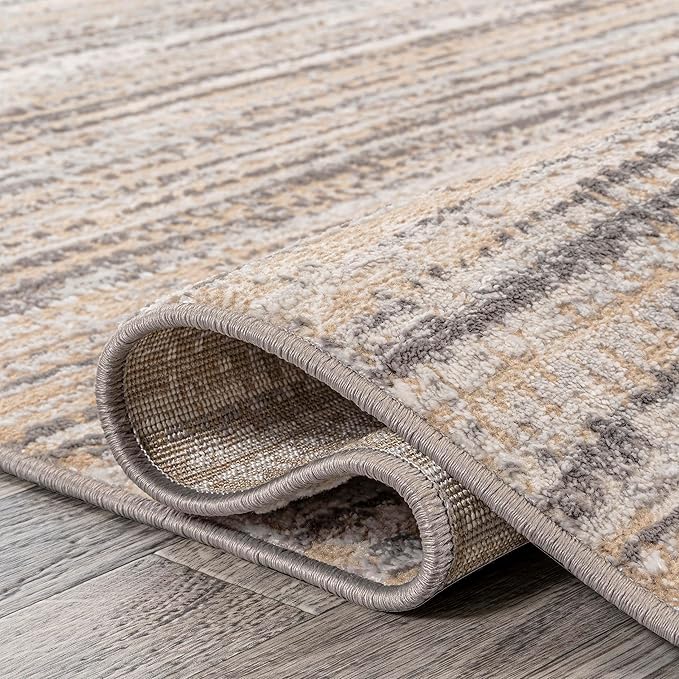 JONATHAN Y Loom Strie' Beige/Gray Indoor Area Rug 3X5 ft, Modern for Living Room, Bedroom, Kitchen, Office, Easy-Cleaning, High Traffic, Pet-Friendly, Non-Shedding SOR200D-3