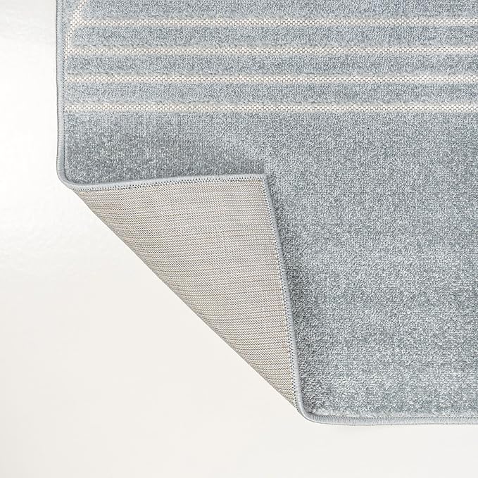 JONATHAN Y Nordby High-Low Arch Striped Light Blue/Cream Indoor/Outdoor Area Rug, 5x8, for Patio, Backyard, Living Room, Bedroom, Office, Hose-Washable (SCN104F-5)