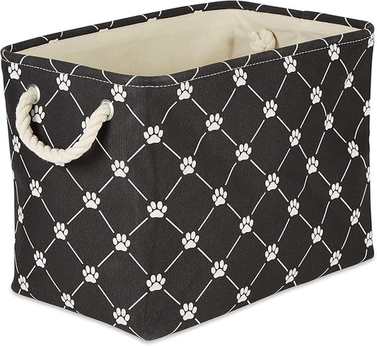 Bone Dry Pet Storage Paw and Bone, Trellis Collection, Medium Rectangle, 16x10x12, Black