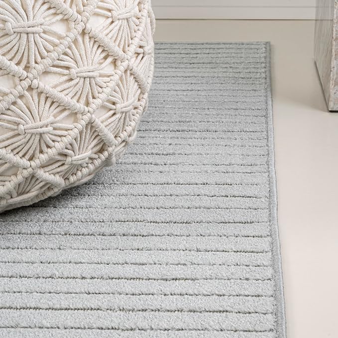 JONATHAN Y Hallie High-Low Curve Light Blue/Cream 3x5 Indoor/Outdoor Area Rug, Minimalist Geometric, Pet Friendly, for Patio, Backyard, Living Room, Bedroom, Office, Hose-Washable (SCN100E-3)