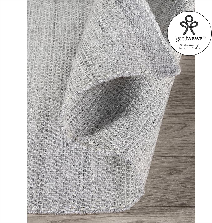 Fab Habitat Machine Washable Area Rug - Hand Woven, Stain Resistant, Pet Friendly - Premium Recycled Polyester Yarn - Solid - Kitchen, Bathroom, Laundry Room - Kingscote - Gray - 3 x 5 ft