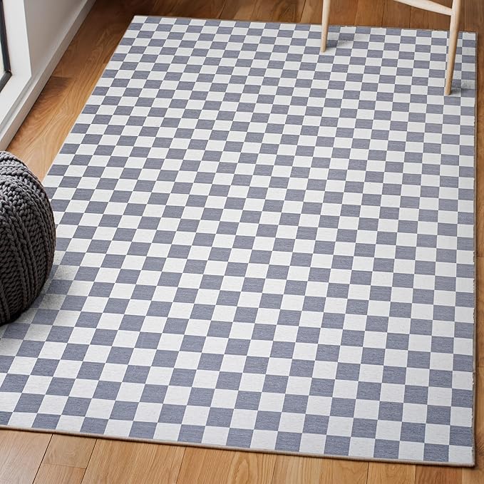 JONATHAN Y Machine Washable Indoor Area Rug 3X5 Purple Gray/White, Ainsley Modern Cottage Checkerboard for Living Room, Bedroom, Kitchen, Office, Easy-Cleaning, Pet-Friendly, Non-Shedding WSH126A-3
