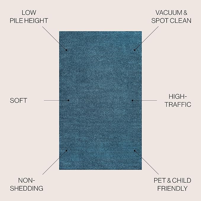 JONATHAN Y Haze Solid Low-Pile Turquoise Indoor Area Rug 4x6, Coastal,Bohemian,Minimalist,Classic, Easy-Cleaning for Living Room,Bedroom,Kitchen,Pet Friendly,Non-Shedding (SEU100H-4)