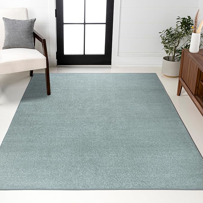JONATHAN Y Haze Solid Low-Pile Aqua Blue Indoor Area Rug 5x8, Coastal,Bohemian,Minimalist,Classic, Easy-Cleaning for Living Room,Bedroom,Kitchen,Pet Friendly,Non-Shedding (SEU100S-5)