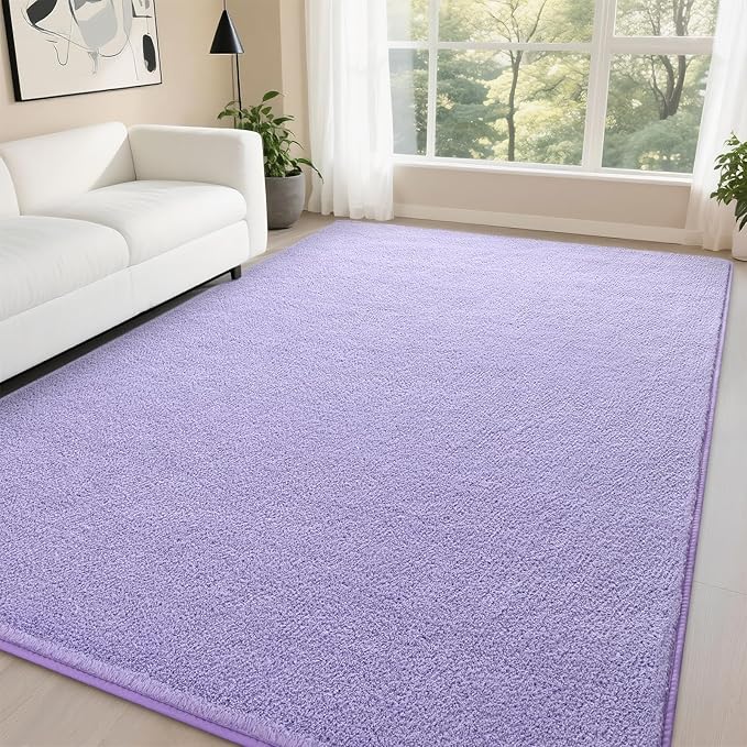 DweIke 4x6 Purple Area Rugs for Bedroom, Super Soft Living Room Rug, Thickened Memory-Foam Throw Carpet, Non-Slip and Washable Carpets for Kids Boys Girls Room Dorm Nursery Home Decor