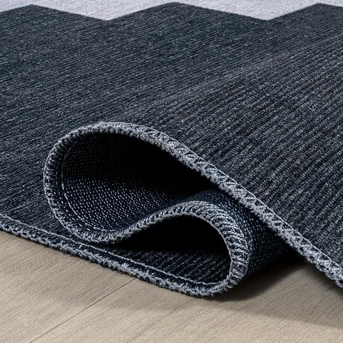 JONATHAN Y Machine Washable Indoor Area Rug 5X8 Navy/Light Gray, Adriel Geometric Medallion for Living Room, Bedroom, Kitchen, Office, Easy-Cleaning, Pet-Friendly, Non-Shedding WSH111B-5