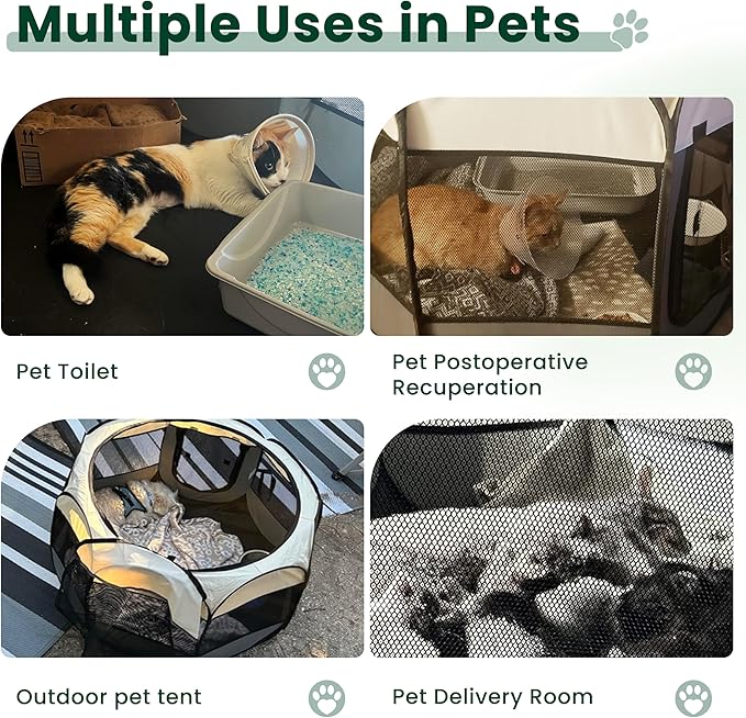 Love's cabin Pet Puppy Dog Playpen, Medium Dog Tent Crates Cage Indoor/Outdoor, Portable Playpen for Cat, Foldable Pop Up Dog Kennel Playpen with Carring Case, Removable Zipper Top, Dark Grey