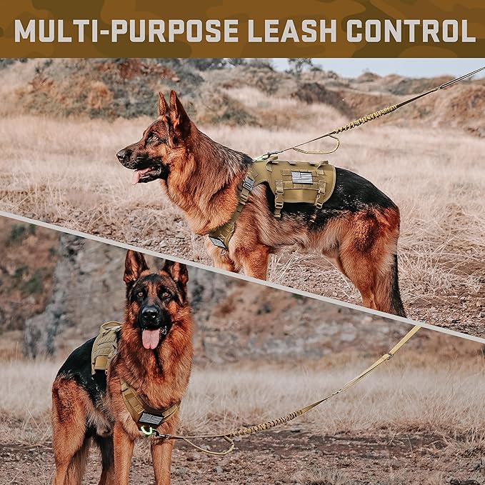 Forestpaw Dog Harness Medium Sized,Tactical Dog Harness with Handle,No Pull Military Style Service Dog Vest with Pockets Adjustable for Medium Dogs,Brown,Chest 19.5-41.5"