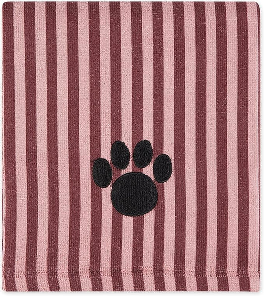 Bone Dry Pet Grooming Microfiber Towel, Striped Collection, X-Large, 41x23.5", Cranberry