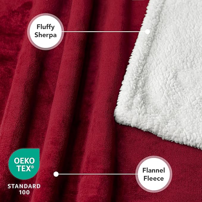 PetAmi Dog Blanket for Medium Large Dogs, Pet Bed Blanket Cat Puppy Kitten, Fleece Furniture Couch Cover Protector Sofa Car, Soft Sherpa Dog Throw Plush Reversible Washable, 40x60 Maroon Red