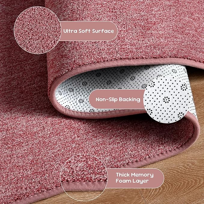 DweIke Rugs for Bedroom Living Room, 5x7 ft Red Area Rug, Washable Memory Foam Indoor Carpet, Modern Non-Slip Ultra Soft Carpets for Kids Boys Girls Adults Nursery Dorm Home Decor