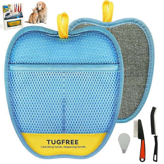 TUGFREE Pet Hair Removal Glove for Dogs & Cats, Electrostatic Magic Brush Grooming & Washable Fur Remover Mitt for Furniture Couch Carpet Clothes Car Seats, 60% More Efficient Pet Hair Remover