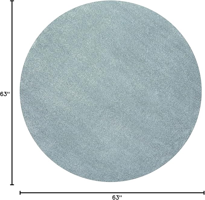 JONATHAN Y Haze Solid Low-Pile Aqua Blue 5' Round Indoor Area Rug, Coastal,Bohemian,Minimalist,Classic, Easy-Cleaning for Living Room,Bedroom,Kitchen,Pet Friendly,Non-Shedding (SEU100S-5R)