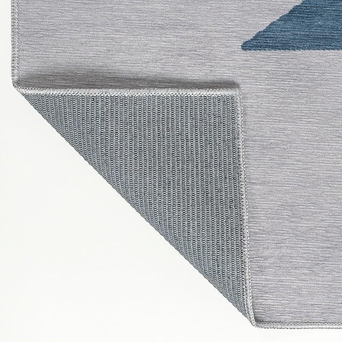 JONATHAN Y Machine Washable Gray/Blue Indoor Area Rug 8X10 ft, Chayton Minimalist Geometric for Living Room, Bedroom, Kitchen, Office, Easy-Cleaning, Pet-Friendly, Non-Shedding WSH110D-8
