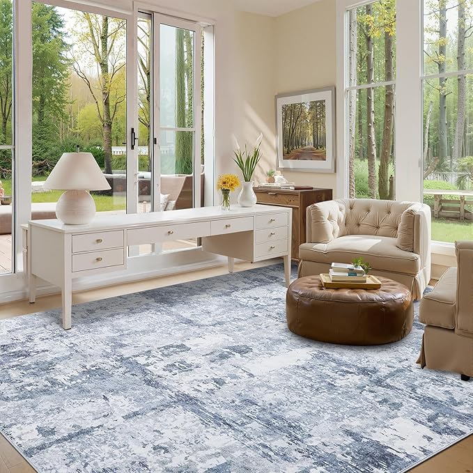 GarveeHome Large Area Rugs 9x12 for Living Room, Abstract Washable Rug Modern Non Slip Floor Mat Carpet Indoor Thin Accent Rug for Bedroom Dining Room Playroom Nursery Home Decor