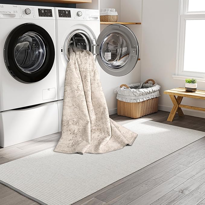 Art&Tuft Washable Rug, Anti-Slip Backing Abstract 6x9 Rug, Stain Resistant Rugs for Living Room, Foldable Machine Washable Area Rug (TPR53-Beige, 6'x9')