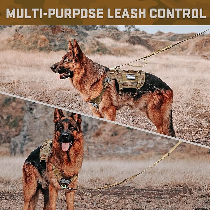 Forestpaw Dog Harness for Large Dogs,Tactical Dog Harness with Handle,No Pull Military Service Dog Vest with Pockets Adjustable for Walking Training,Camo Brown,Chest 21.5-45"